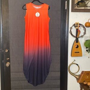 Anrabess Orange Ombre Maxi Dress.  Sleeveless. Size M. NWT